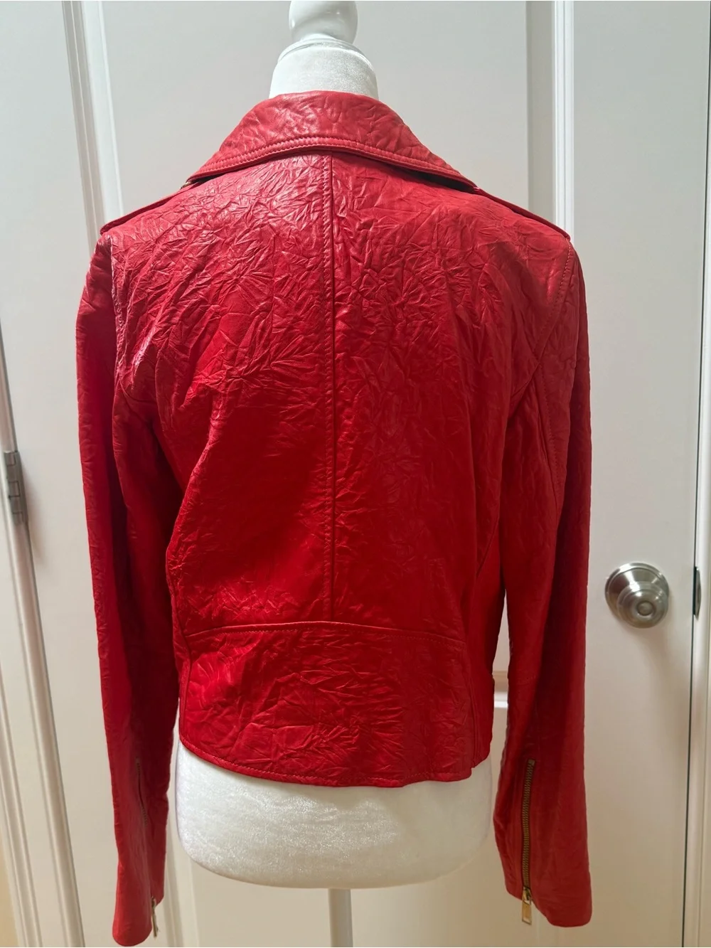 Crinkled Leather Moto Jacket from Micheal Kors